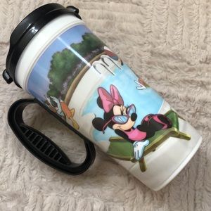 Minnie Mickey Pool scene Disney Parks Plastic Travel Mug Cup 16 oz EUC